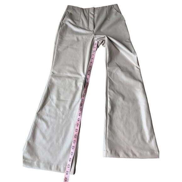 Abercrombie & Fitch Vegan Leather Slim Flare Pants in a Tan/Taupe Color - Picture 10 of 13
